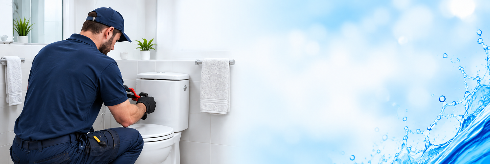 Plumber Fixing Toilet